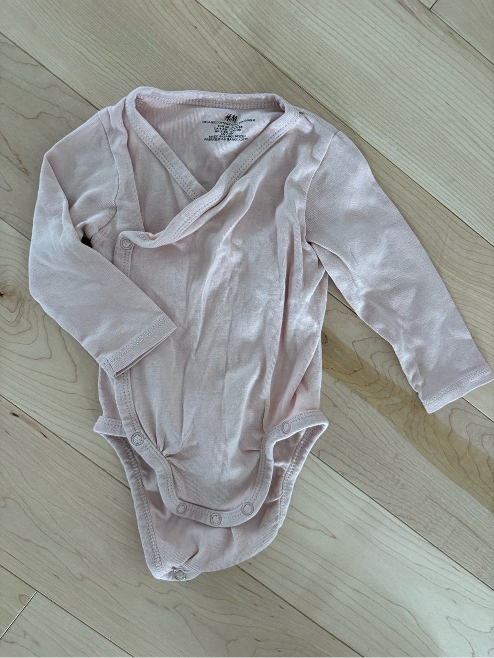 H&M Light Pink Long-Sleeve Wrap-Front Baby Bodysuit
